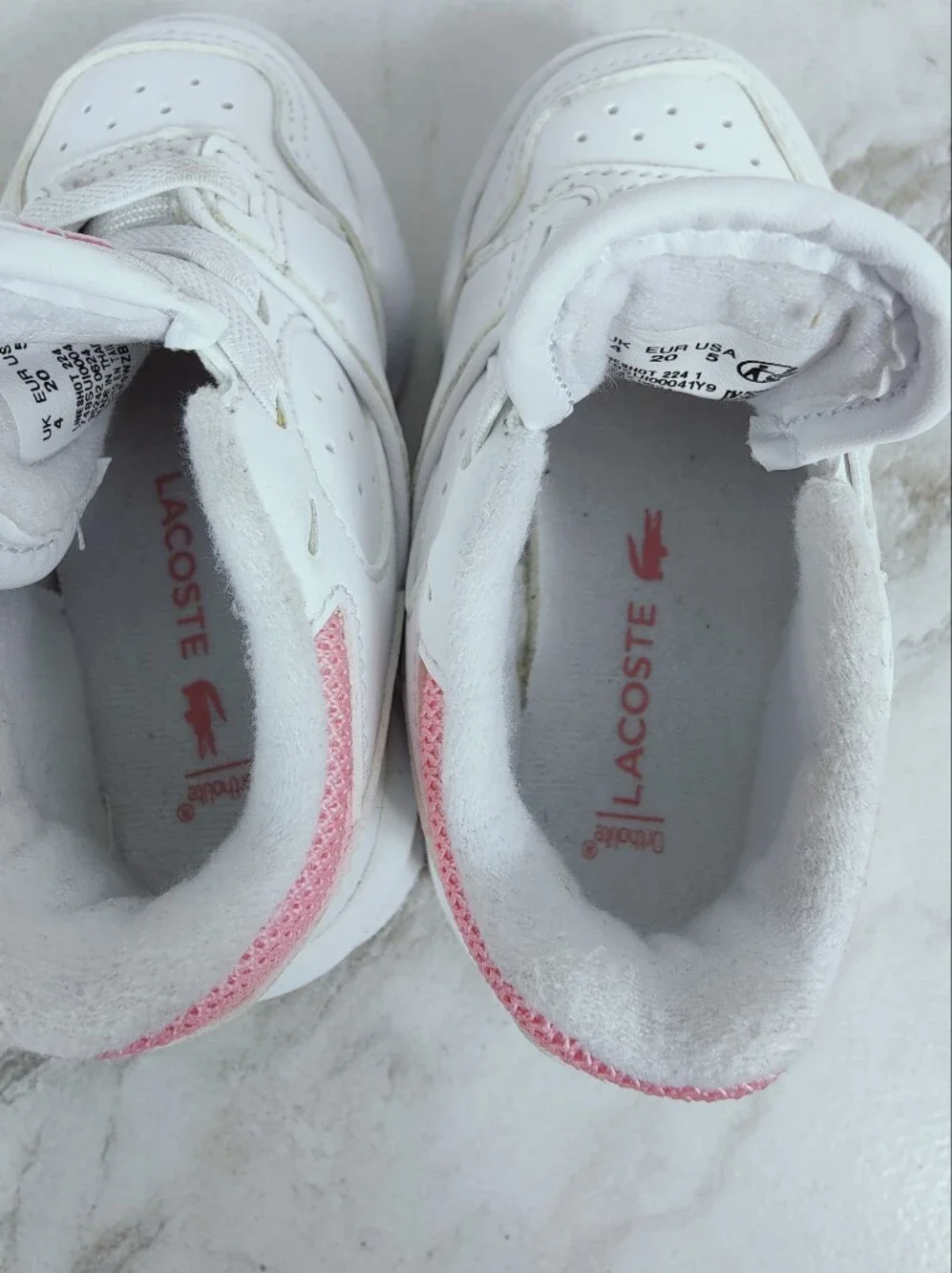 Lacoste Infant Baby Lineshot Sneakers Tennis Shoes Pink White, Sz 5
